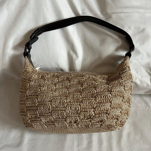 The Sak Elliott Lucca Natural Woven Straw Shoulder Bag With Black Strap & Interi - Picture 2 of 6